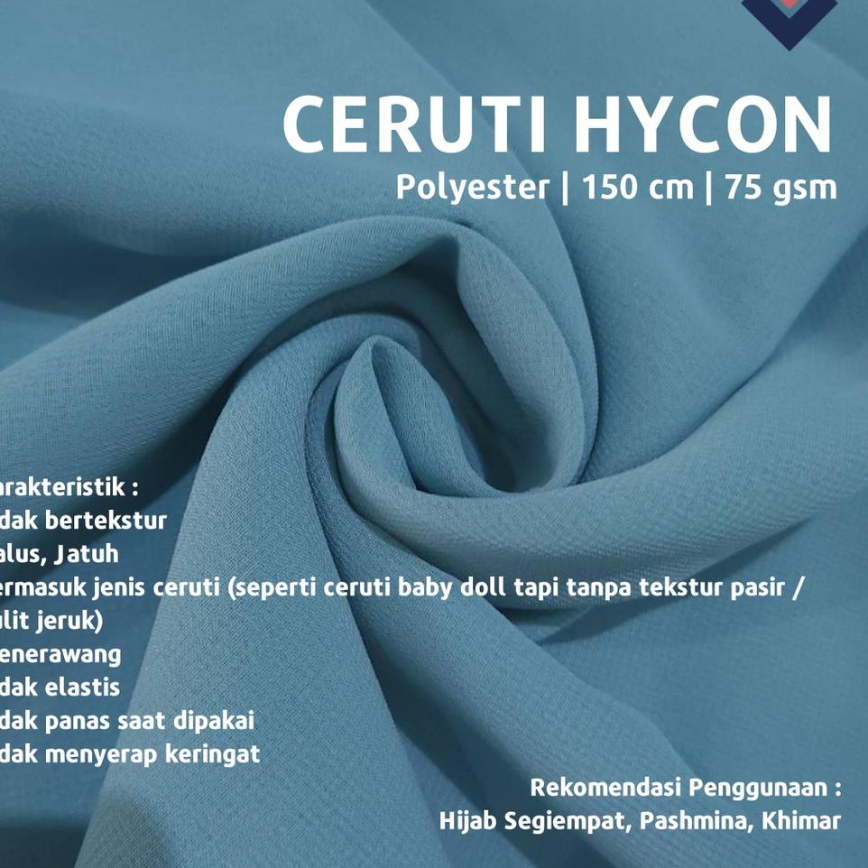 (♥C6369]  [PER 0,5 M] Kain Bahan Ceruti Hycon Lebar 150 cm Sifon Chiffon Premium Polos Polosan ECER 