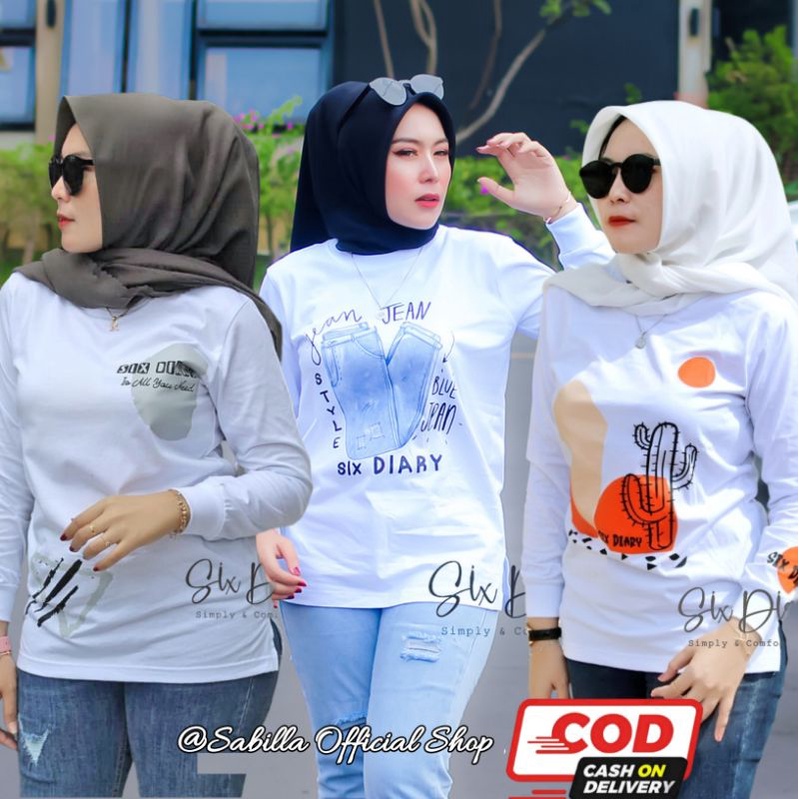 Atasan Wanita Terbaru | Kaos Lengan Panjang Wanita Original Six Diary | Fashion wanita kekinian | St