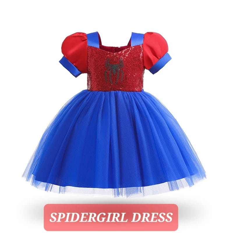 BAJUKIDDIE SPIDERGIRL DRESS KOSTUM COSPLAY ANAK CEWEK SUPERHERO IMPORT DRES ULANG TAHUN