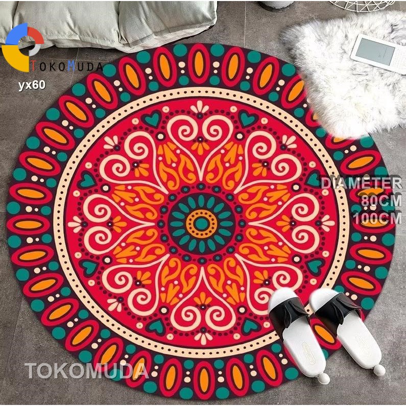 TOMUMUDA Karpet Bulat Polyster Diameter 100Cm Dan 80Cm/Karpet Bulat Aestetik /Karpet Bulat Modern lwk57