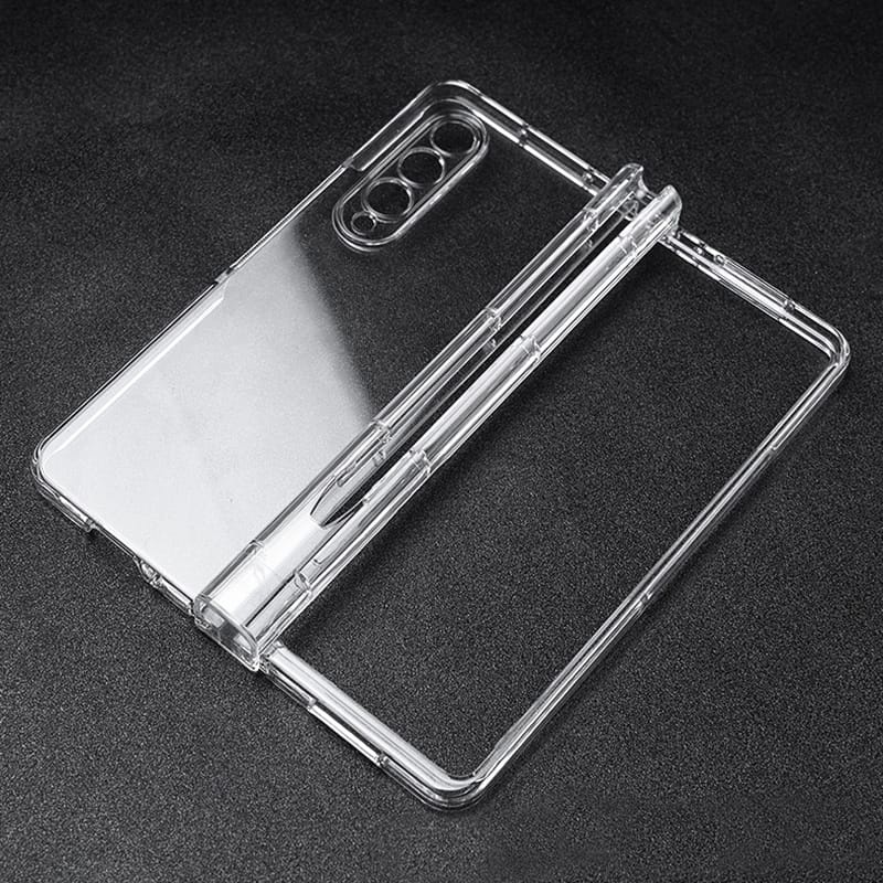 SLOT PEN CLEAR CASE SAMSUNG GALAXY Z FOLD 5 FOLD 4 FOLD 3 5G HARD TRANSPARANT CASE + PROTECTOR CAMERA