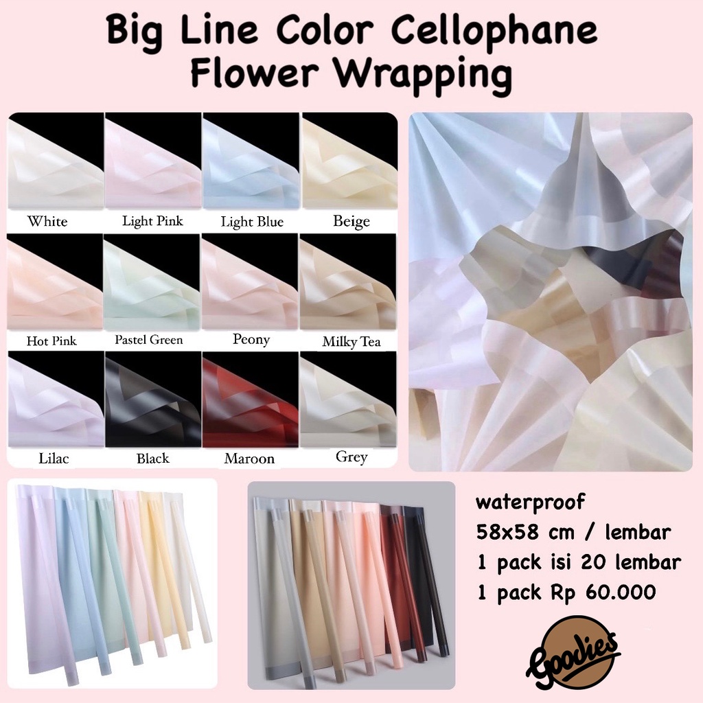 

*5 LEMBAR* Kertas Cellophane Kertas Buket Bunga (Big Line) Flower Wrapping Paper Celophane / Chellophane Murah untuk Snack Uang