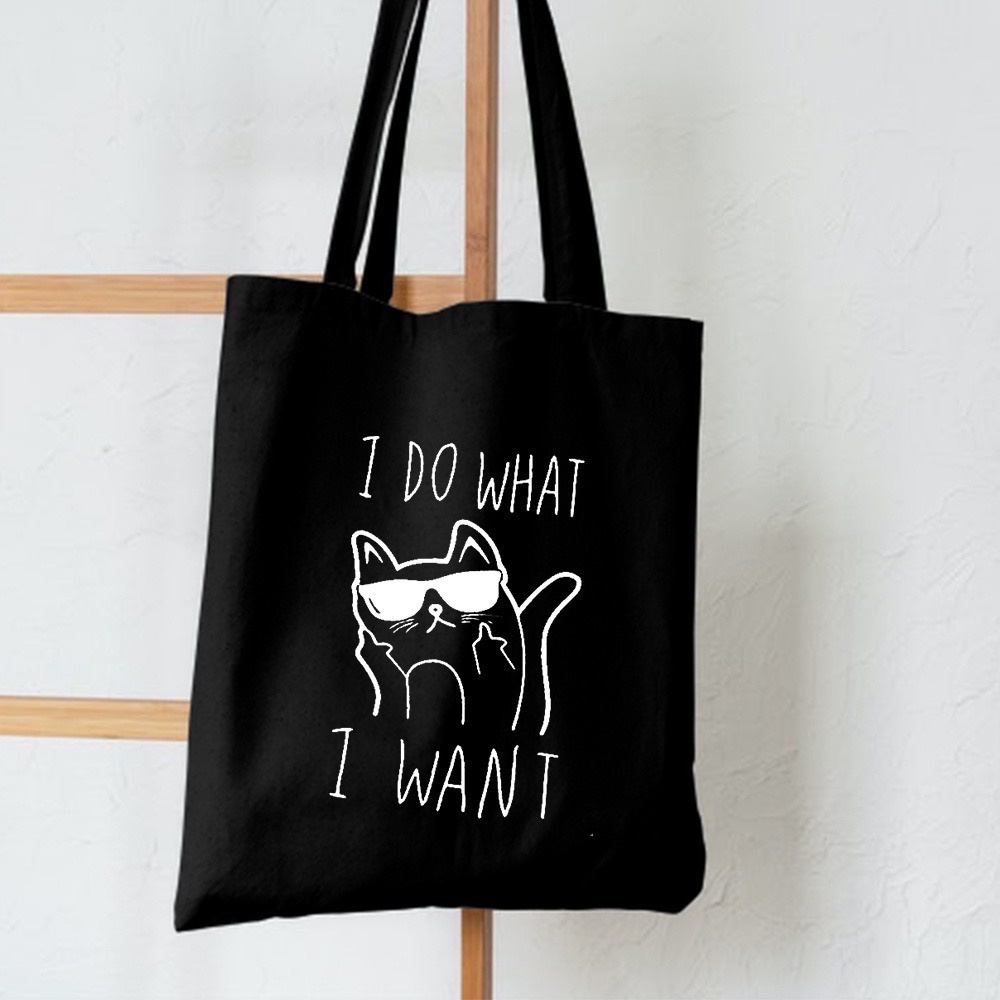 HOT SALE 2.2 [BISA COD] TOTE CAT RESLETING TERBARU 2023 / TOTEBAG KPOP / TOTE BAG KPOP / KOREA / GOT7 / SEVENTEEN/ IKON/ ANIMAL / ICE CREAM TOTE UKURAN BESAR RESLETING KANVAS WARNA HITAM MARUN NAVY KREM