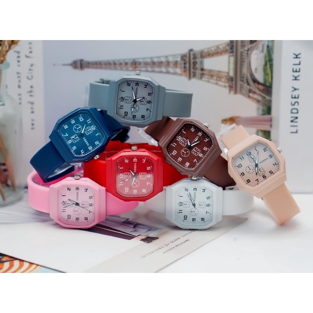 PA  JAM TANGAN WANITA / PRIA ANALOG QUARTZ  RUBBER WATCH IMPORT GROSIR ORIGINAL KOTAK PERSEGI HIGH QUALITY RM070