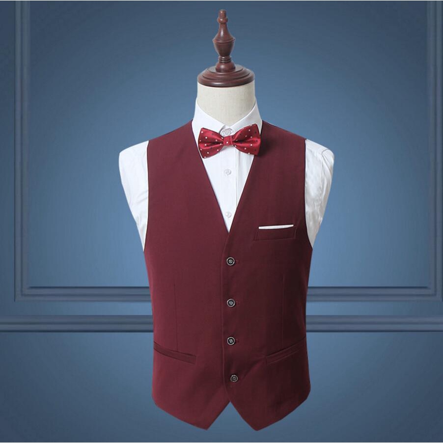 NEW VEST SLIMFIT FORMAL MAROON LIST BAHAN HIGH TWIST (S,M,L,XL) KEREN PRESS BODY ORIGINAL NIKAYU