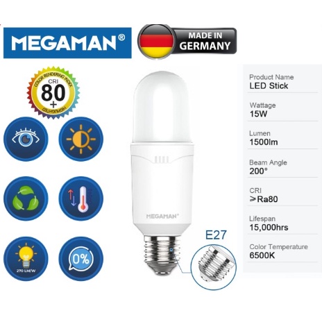 LAMPU LED / BOHLAM MEGAMAN P-BULB YTP52Z1 15W / 15 WATT GARANSI RESMI - 6500K PUTIH