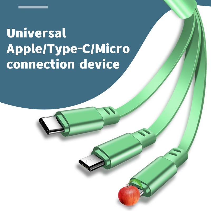 Lucky Star Penyimpanan Teleskopik Satu Drag Tiga Kabel Data Tarik Tunggal Pengisian Cepat Bintang Berujung Lima Macaron 3in1 Kabel Cas Hp
