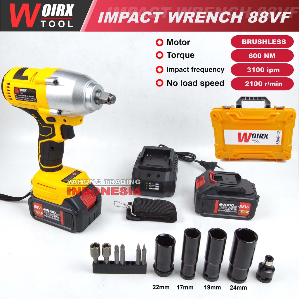 Mesin Impact Baterai TORSI BESAR 88V Cordless Impact Wrench BRUSHLESS 88VF