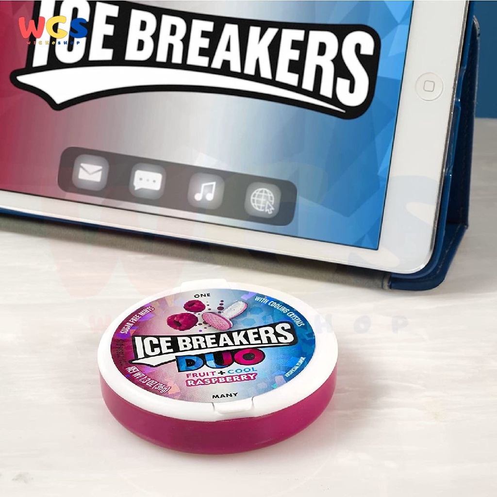 Ice Breakers Duo Fruit Cool Raspberry Sugar Free Mints Candy 1.3oz 36g