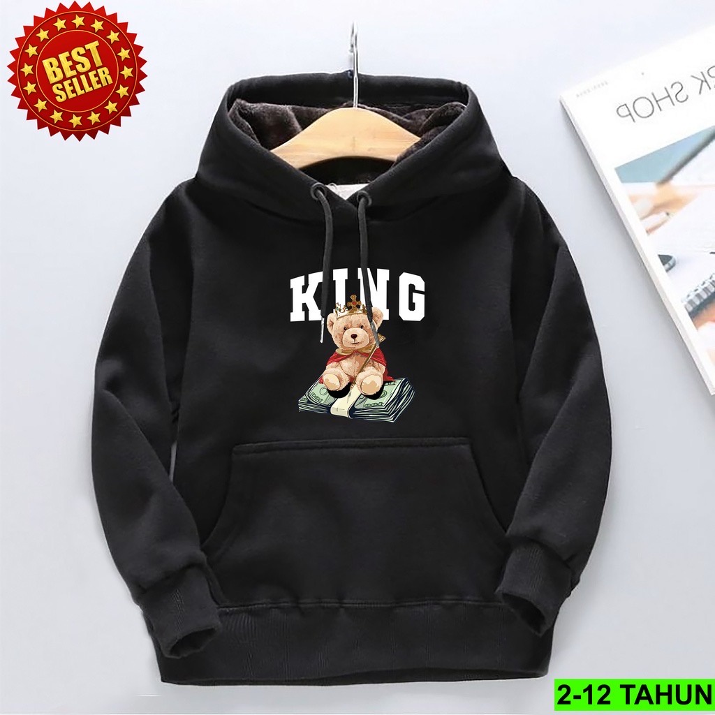 KING BEAR Jumper Hoodie Anak II Jaket Hoodie Anak Viral Bahan Fleece Size M - XL ( Laki Laki &amp; Peremepuan )