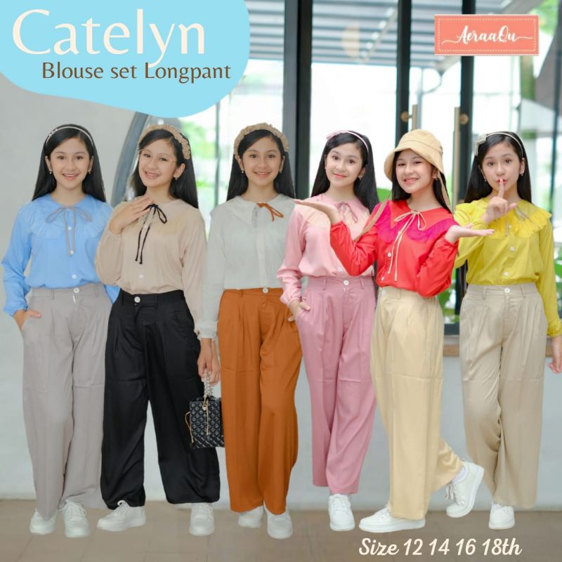 (A1) Readystok setelan anak cewek remaja catelyn blouse set longpants shakila set longskirt strech p
