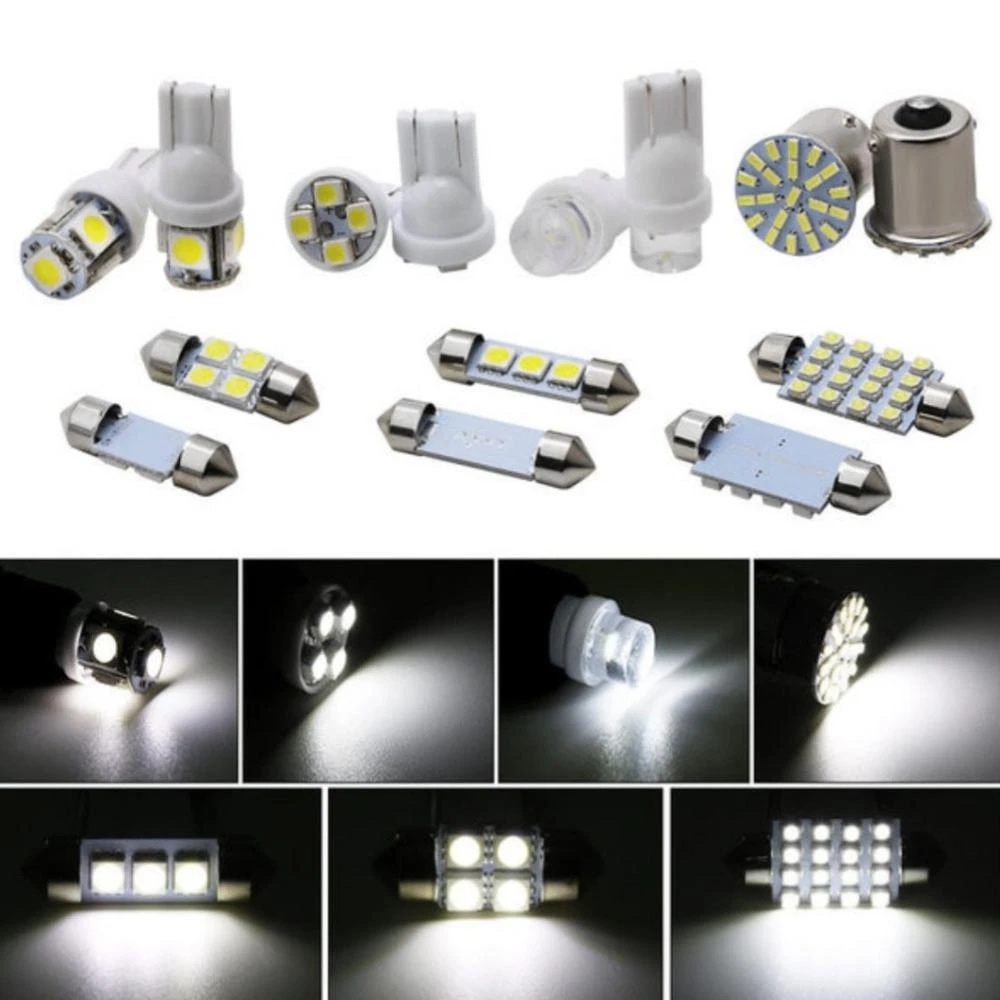 14pcs/set Campur T10 W5W Interior Mobil Lampu LED Auto Map Dome Plat Nomor Pengganti Lampu Kit Putih Set Batang Ekor Parkir Bohlam