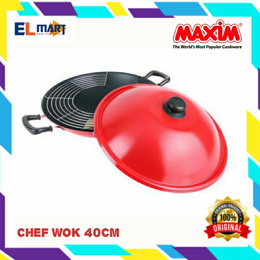 Wajan Maxim Chef Wok Penggorengan 40cm Teflon Anti Lengket 40 cm