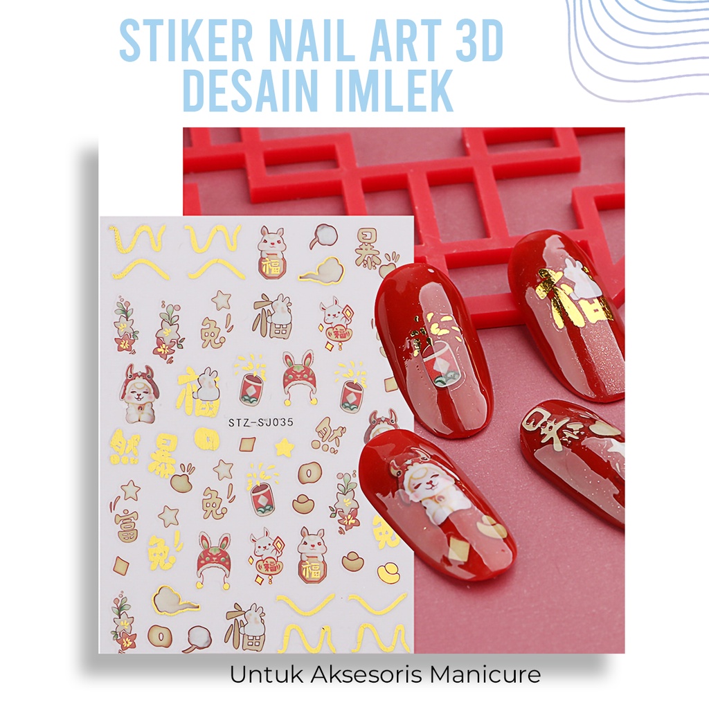 [ COD ] Stiker Nail Art 3D Desain Imlek Untuk Aksesoris Manicure/For Nail Art Decoration/Tema Imlek