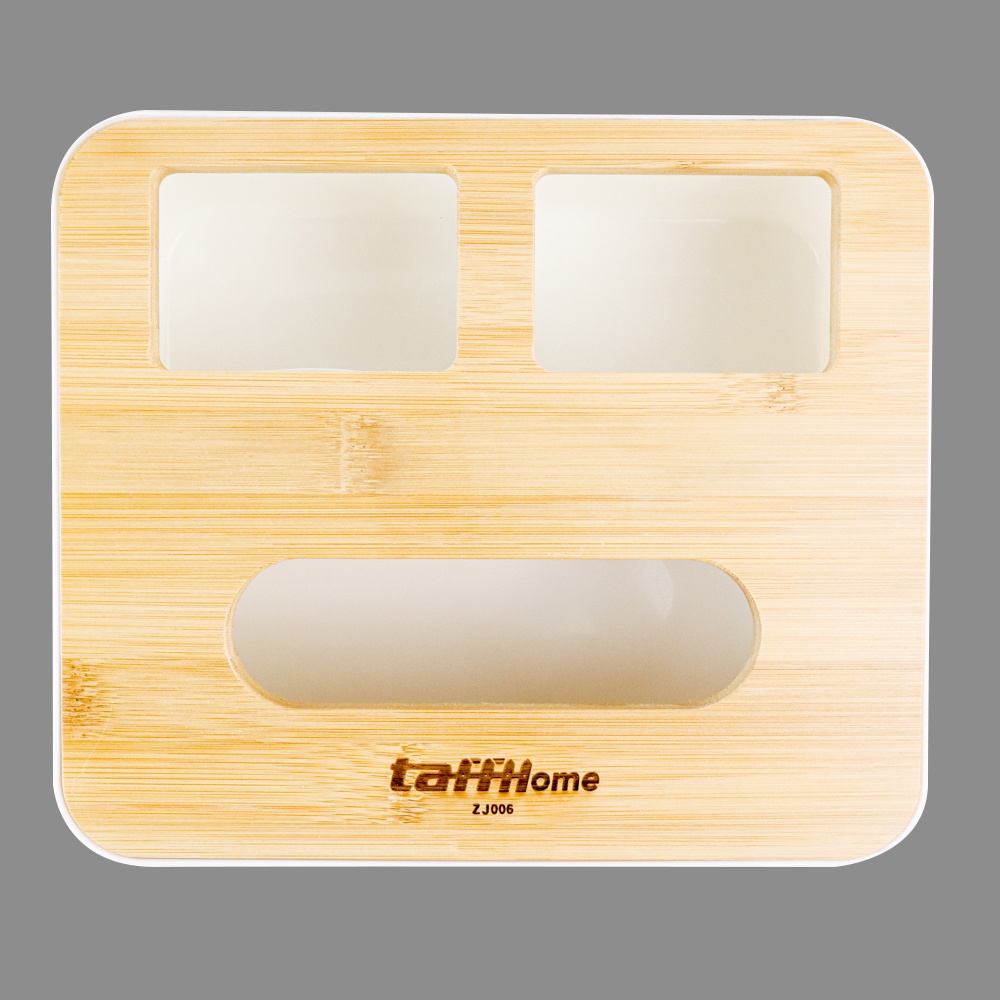 TaffHOME Kotak Tisu Kayu Tissue Box 3 Grid - ZJ006 - White