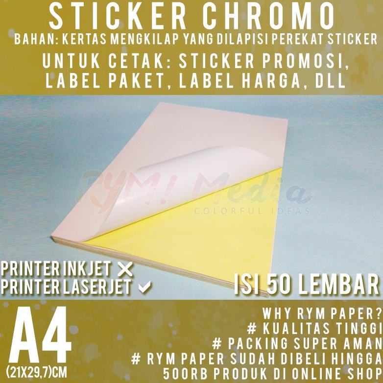 

Sticker Chromo A4 isi 50 lembar / Kertas Stiker Glossy Mengkilap A4 06SCW3576