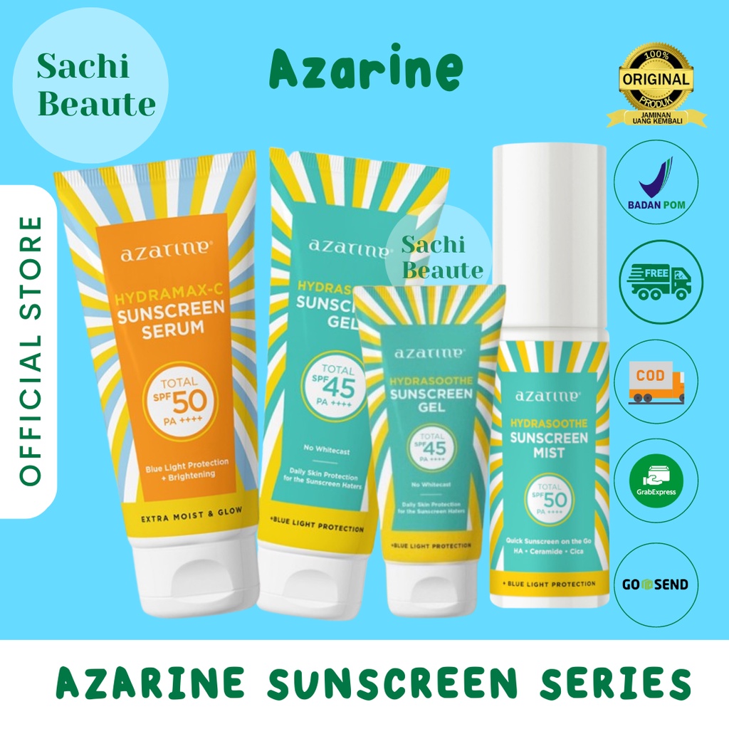 Azarine Azarin Hydramax Hydramax-C Sunscreen Serum SPF50 PA++++ 40ml Tabir Surya Suncreen Hydrasoothe Gel