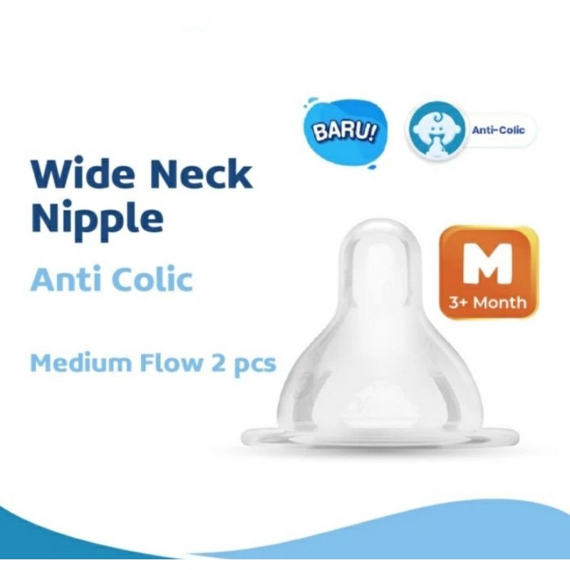 Cussons Baby Nipple Silicone Wide Neck Anti Colic M isi 2 pcs dot bayi cusson