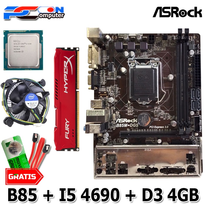 Paket Motherboard Mobo Intel LGA 1150 B85 plus DDR3 4GB