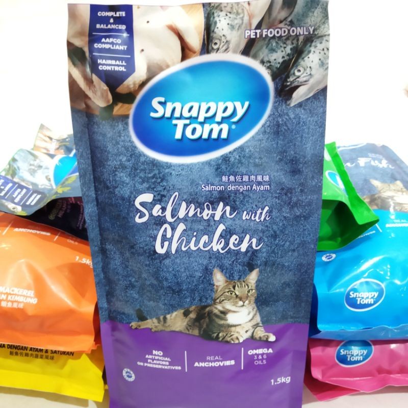 Makanan Kucing Kering / Dry Cat Food Snappy Tom 1.5kg SALMON WITH CHICKEN