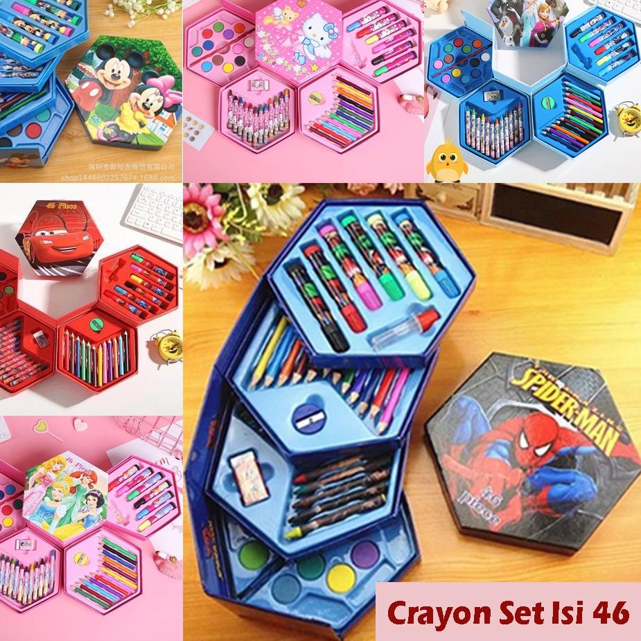 

Terbaik Crayon Set Isi 46 Pensil Warna Spidol Cat Air Alat Lukis Mewarnai Kartun Anak buruan