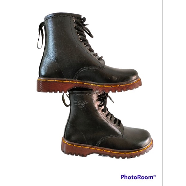 boots high tali 8 hole pria wanita unisex sol hitam kaca terlaris UK 36-45