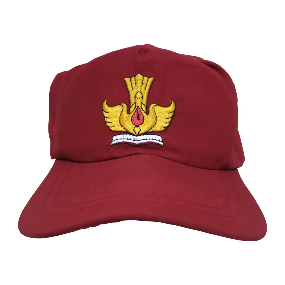 [TERMURAH] Topi Sekolah SD Warna MERAH Logo Bordir