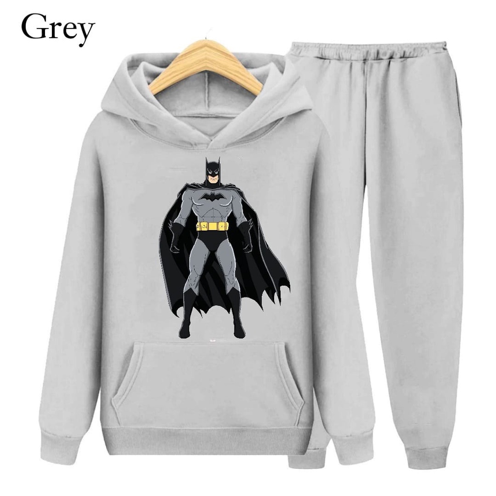 Hzl_outfit Setelan Sweater Hoodie Batman Anak Laki Laki (S.M.XL)