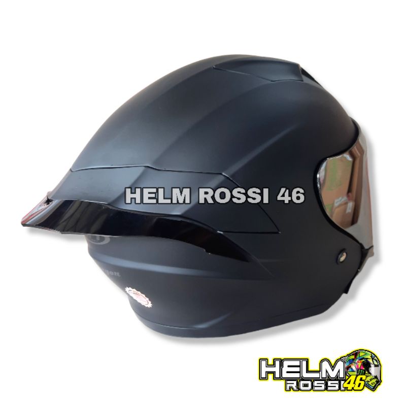 HELM GIFT SARGON HITAM DOFF Black Matt rep NJS KAIROZ + Visor FLAT Venom + Spoiler