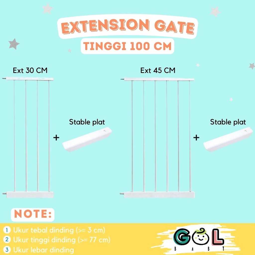 Safety Gate Extension 30cm &amp; 45cm -Safety gate pengaman tangga TINGGI 100CM