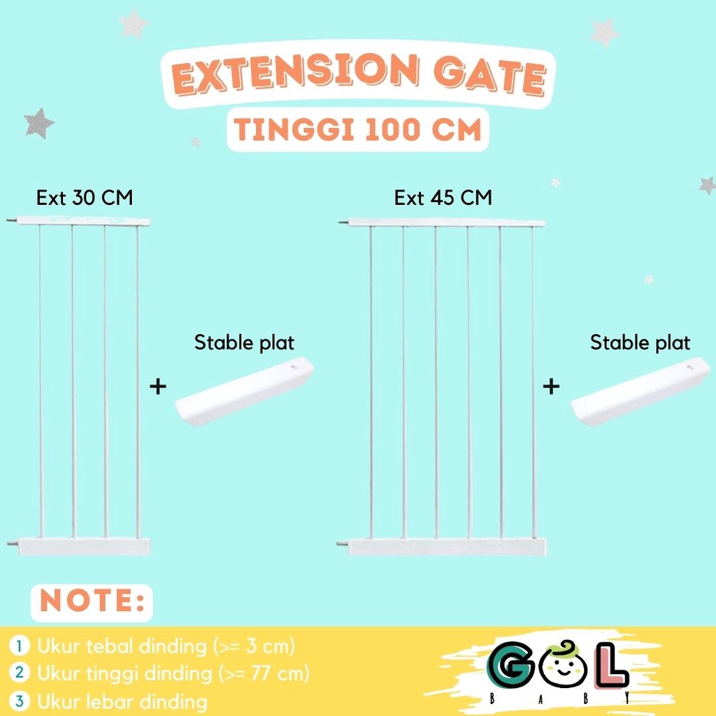 Safety Gate Extension 30cm &amp; 45cm -Safety gate pengaman tangga TINGGI 100CM