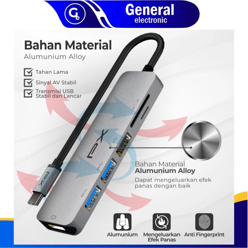 Type C 3.1 to HDMI Hub Converter USB Micro SD Card 6 in 1 PX UCH160