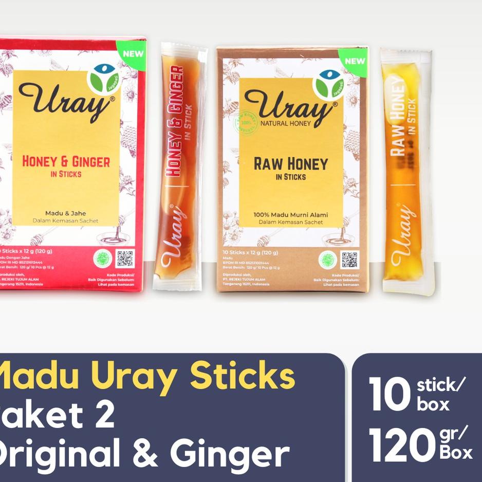 

✭ Paket 2 Uray Stick Sachet 20 pcs - Original & Ginger - Raw Honey - Jagapati ➸