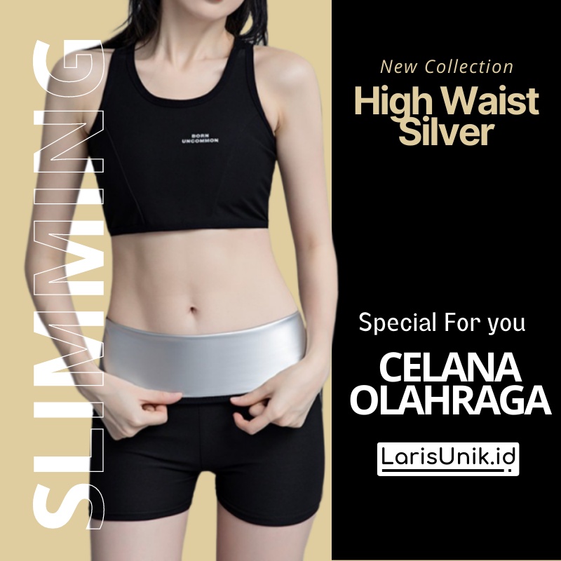 Celana Pendek Olahraga Hotpants Hotpans Hotpant Pembakar Peluntur Susut Lemak Tubuh Badan Wanita Jumbo Clana Sport Pakaian Olahraga Senam Aerobic Gym Fitness Fitnes Lari Pelangsing Perut Buncit Fat Burner Wanita Perempuan Cewek Cewe Full Silver Premium