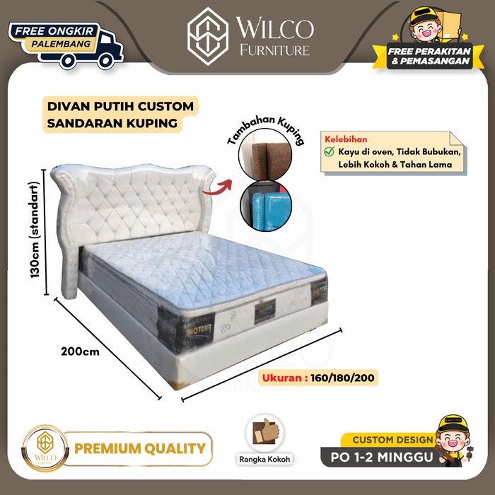 Divan Sandaran Tinggi Motif Kuping / Divan Sandaran Custom Mewah - Divan Aja, 90x200