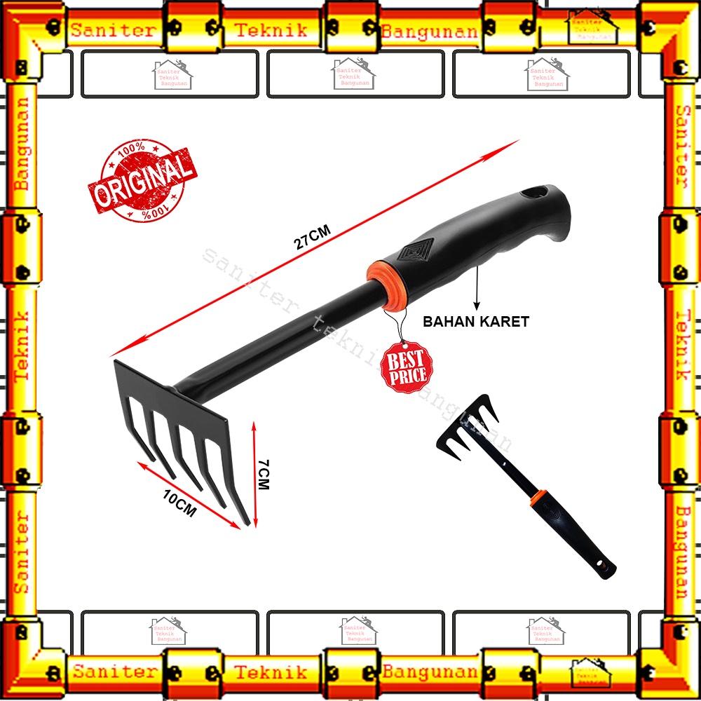 Garukan Tanah Mini Gagang Karet Alat Berkebun Garpu Tanaman