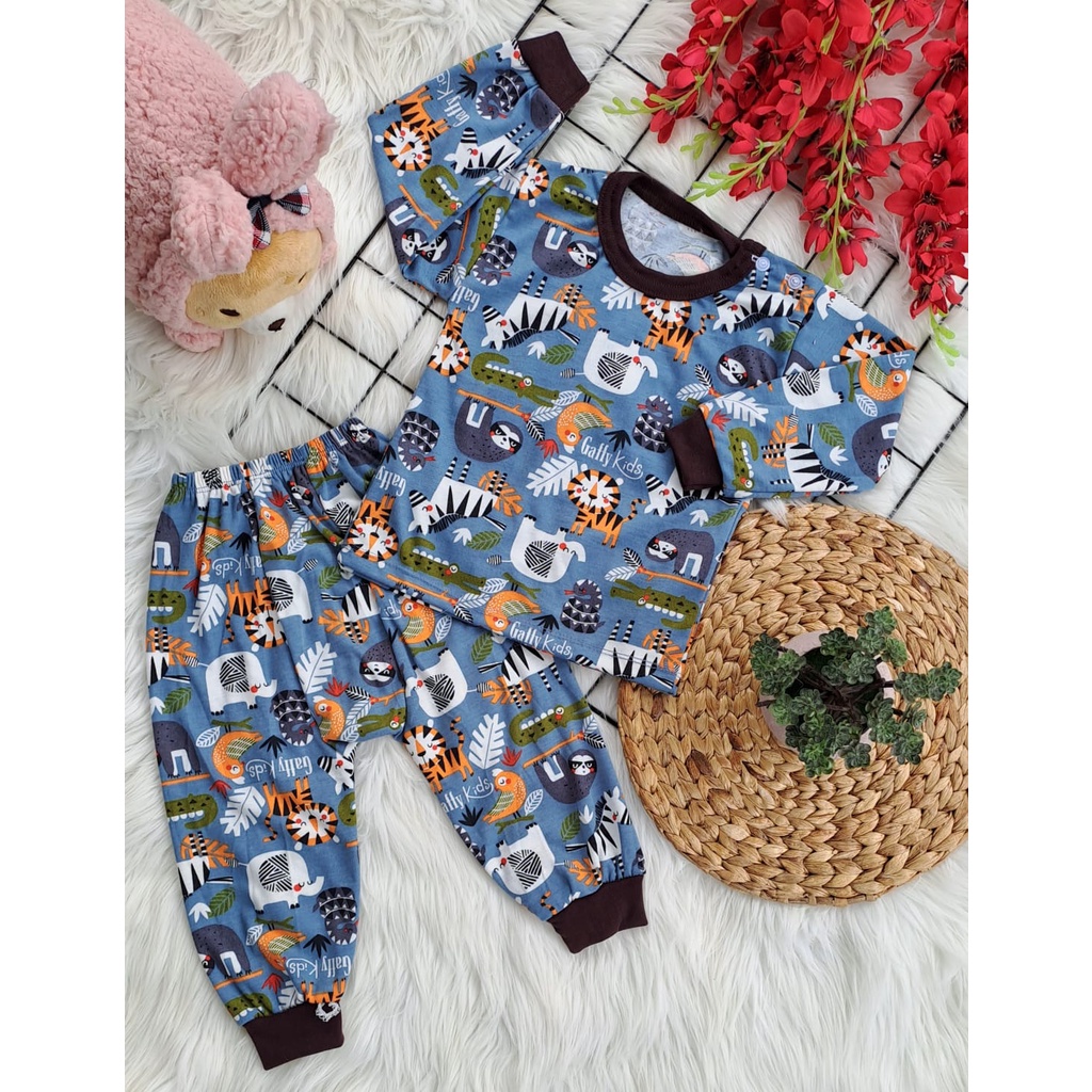 stelan baju bayi laki laki perempuan lucu murah motif GAFFY KIDS PANJANG celana pampers 3-18 bulan