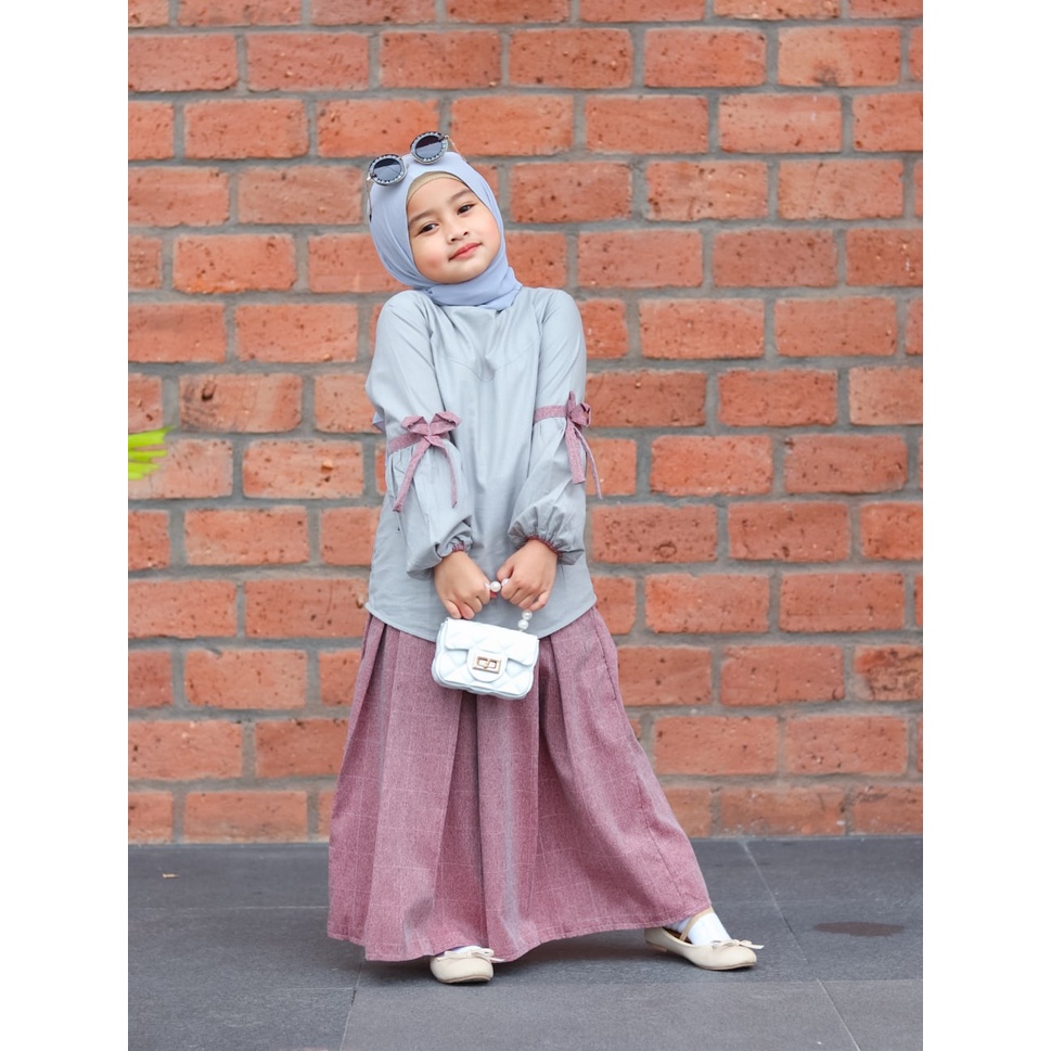 Baju Setelan Rok Anak Perempuan Umur 3 - 12 Tahun Blouse Paris Dress Muslim Anak Perempuan 3 Tahun 5 Tahun 8 Tahun 10 Tahun 12 Tahun Cewek Kekinian