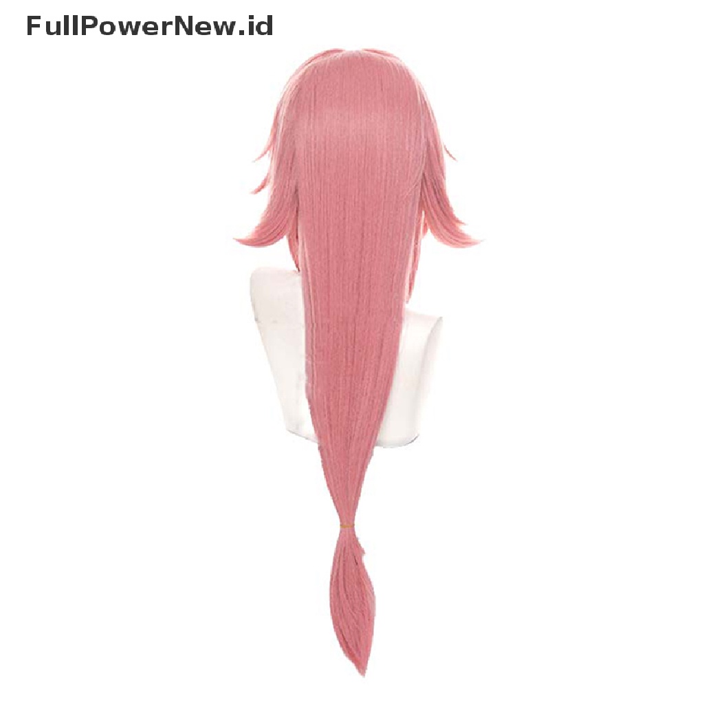 Power Genshin Impact Yae Guuji Cosplay Wig 80cm Pink Lurus Wig Rambut Tahan Panas ID