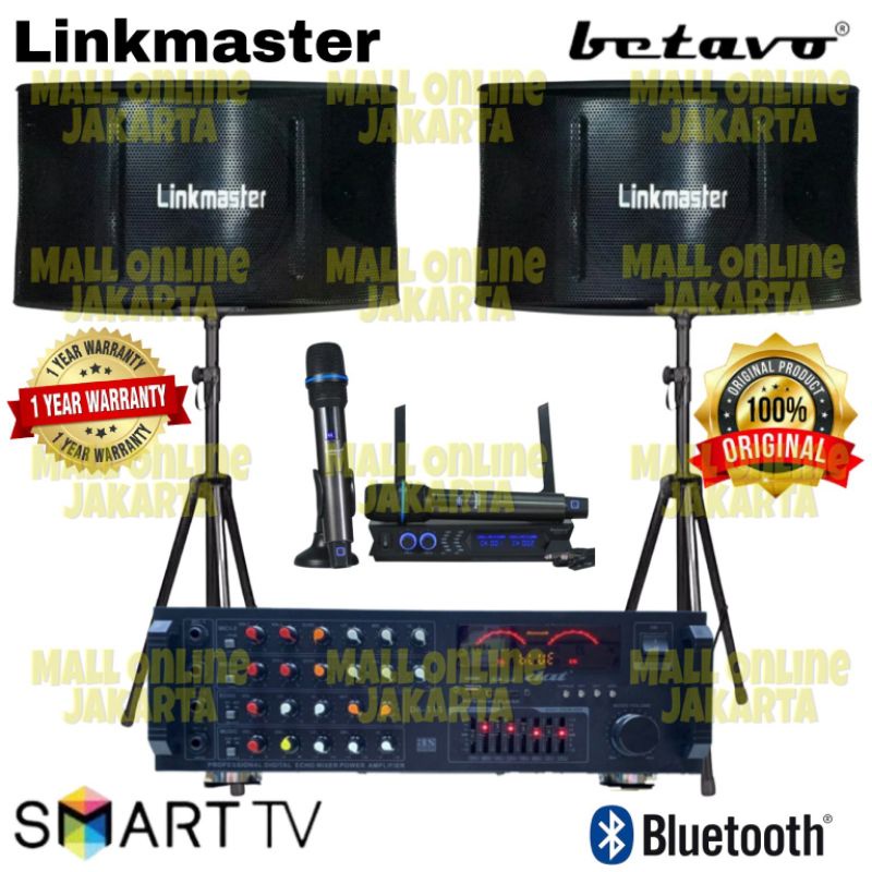 Paket speaker linkmaster 10 inch karaoke sound system rumah mic wireless bluetooth betavo