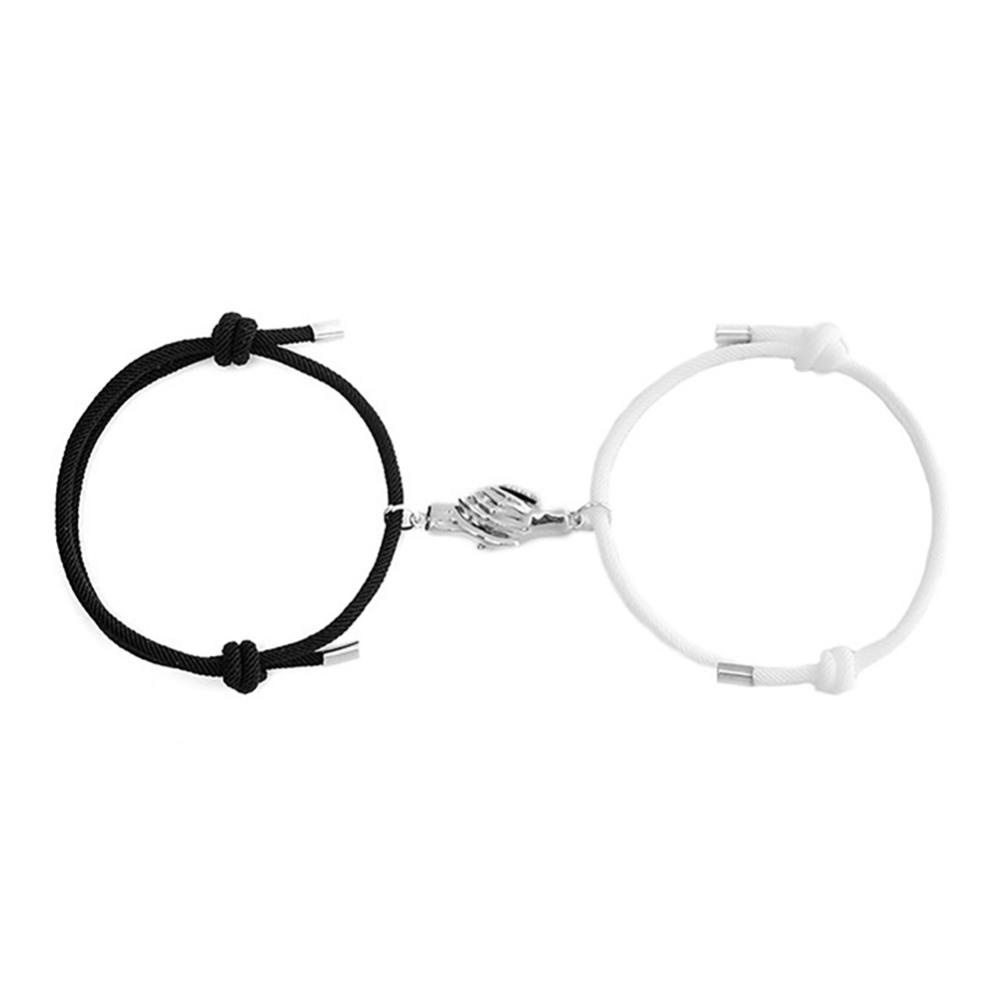 Timekey Fashion Adjustable Palm Magnetic Couple Bracelets Untuk Kekasih Persahabatan Gelang Tali Kepang Handmade Rajutan Wanita Pria Perhiasan H4V7