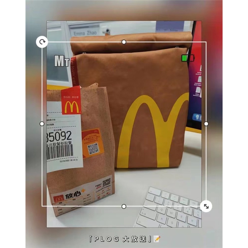 ∋◆Sera McDonald s schoolbag paper bag backpack women s backpack large-capacity bag student class creative peripheral bag