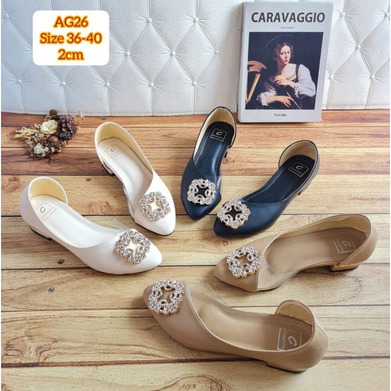 ABBUSHOES AG 26 sepatu pantofel angkot nadine 3cm