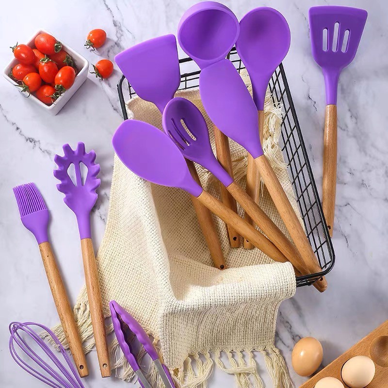 PROMO Spatula Silicone isi 12Pcs 11pcs+free  Sodet Alat Masak tempat wadah CJ-1 Set Oil Brush Kitchen Cooking