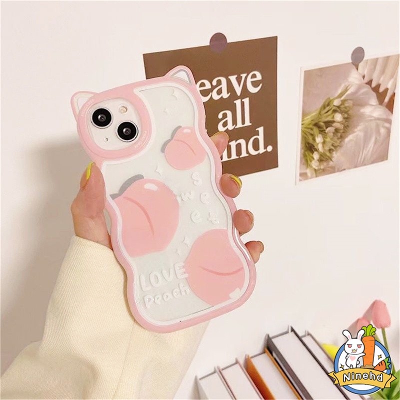 IPHONE Casing Kompatibel Untuk Iphone14 13 12 11 Pro Max X Xr Xs Max8 7 6 6s Plus SE Gaya Kecil Segar Telinga Kucing Casing Ponsel Silikon Transparan Tahan Jatuh Soft Case Cover Pelindung