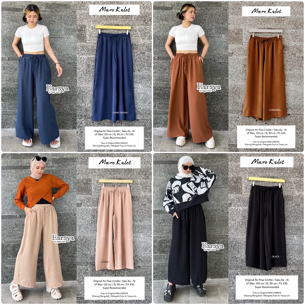 MARO KULOT / 20.7 / BAHAN AIRFLOW CRINKLE PREMIUM / CELANA KULOT WANITA / ALLSIZE JUMBO / HARSYA