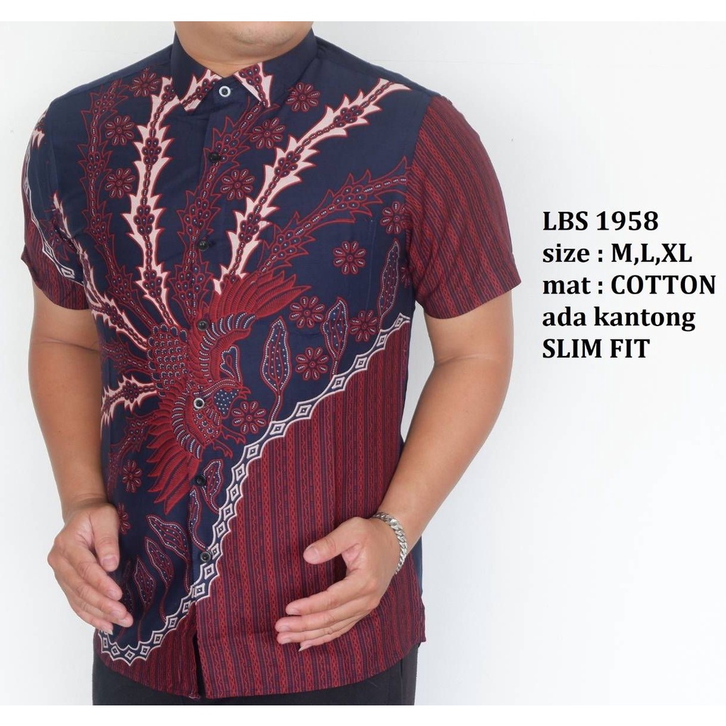 Baju Batik Pria Slimfit Kemeja Lengan Pendek Slim Fit LBS 1958