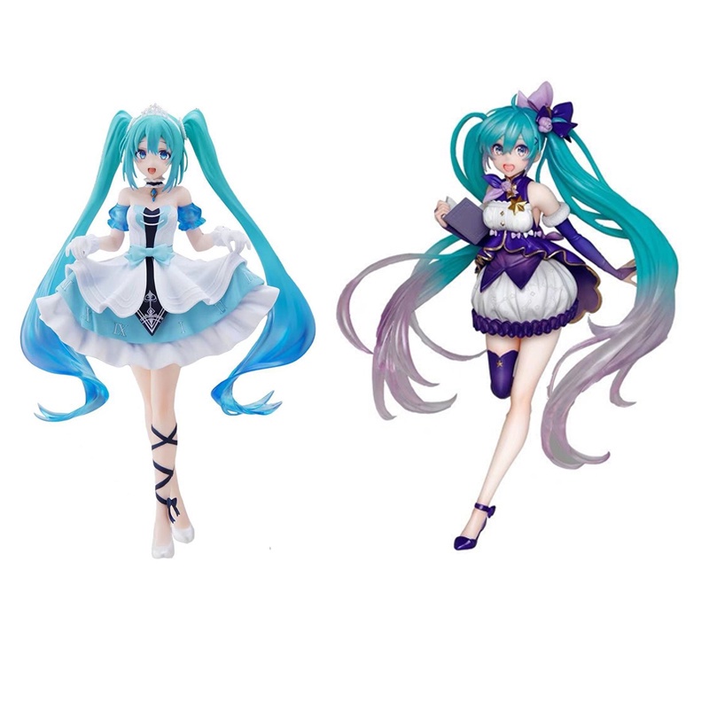 Anime Hatsune Miku Figure Full Dress Baju Musim Dingin Cinderella Miku Virtual Singer Standing Boneka PVC Action Figure Collectible Model Toys