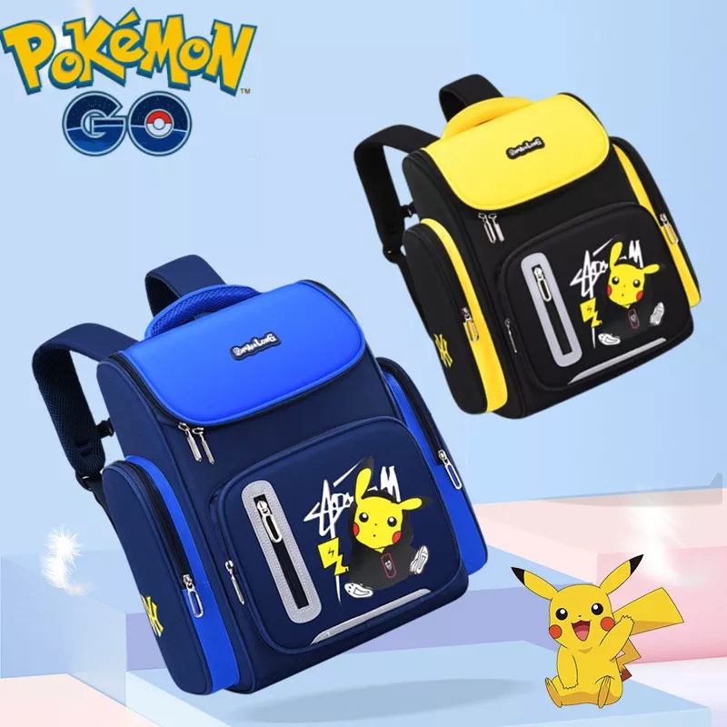 Tas Sekolah Dasar Pokemon Go Ransel Anak Kartun Anak Laki-laki Pikachu Tas Sekolah Ruang Reflektif Tas Sejuk Tahan Air