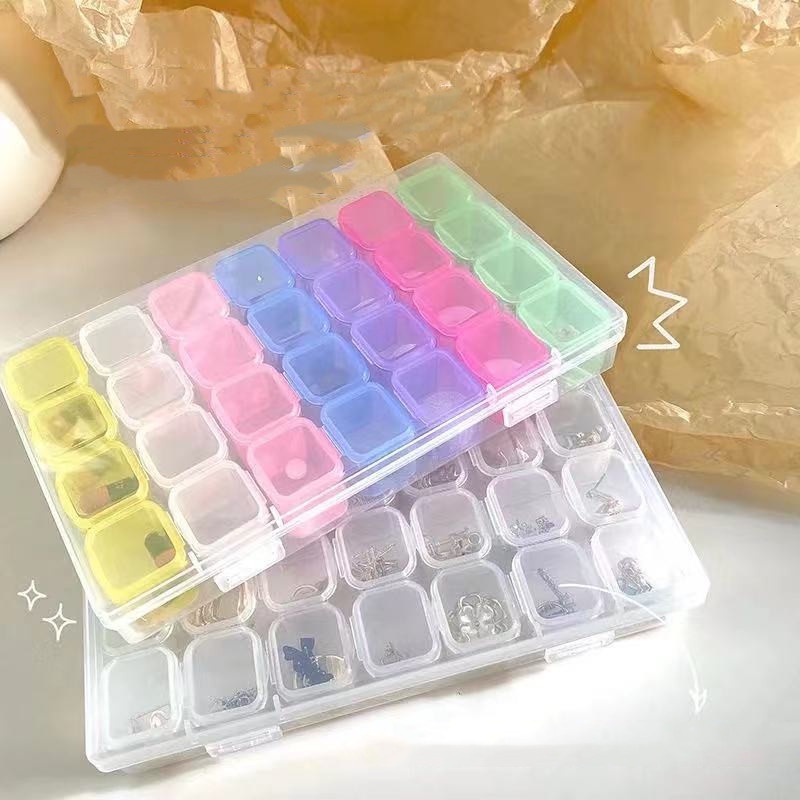 28kisi Kotak Organizer Plastik Bening Transparan Plastik Dekorasi Nail Art Wadah Penyimpanan Wadah Perhiasan Box Kosong Penyimpanan Anting Organizer Etalase